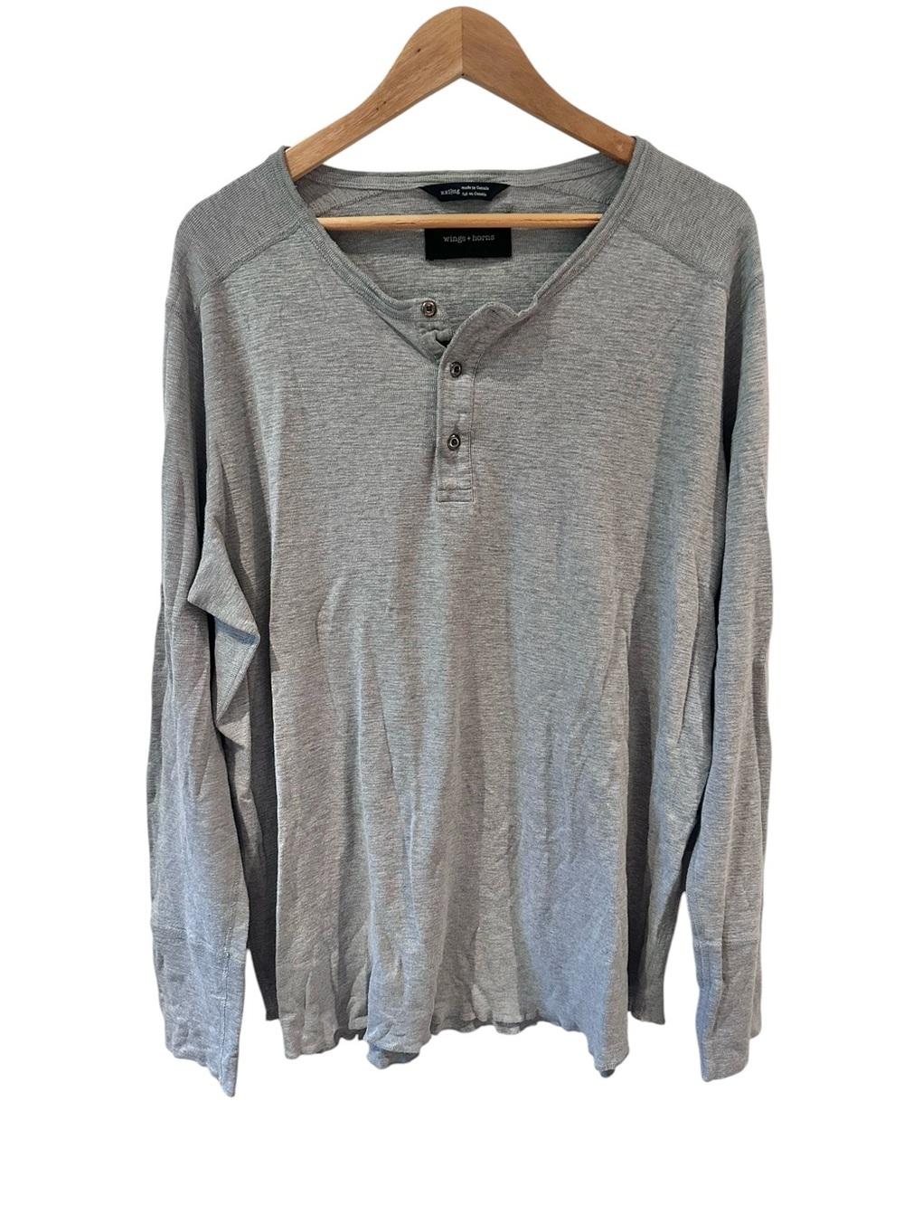 Wings + Horns Henley Shirt Gray Size XXL